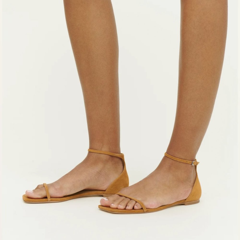 Reformation Mirella Flat Sandal Honey Suede